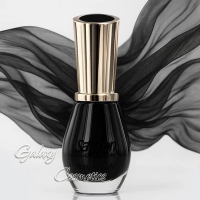 Glossy BLACK Nail Polish Varnish by Saffron London #25 Jet Black
