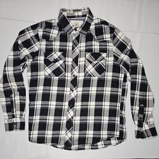 Vintage Sears Roebuck Western Pearl Snap Plaid Flannel Flap Pockets Shirt L