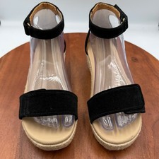 ABEO Cecile Riviera sandalo donna espadrillas alla caviglia zeppa 6 metatarsali nero scamosciato