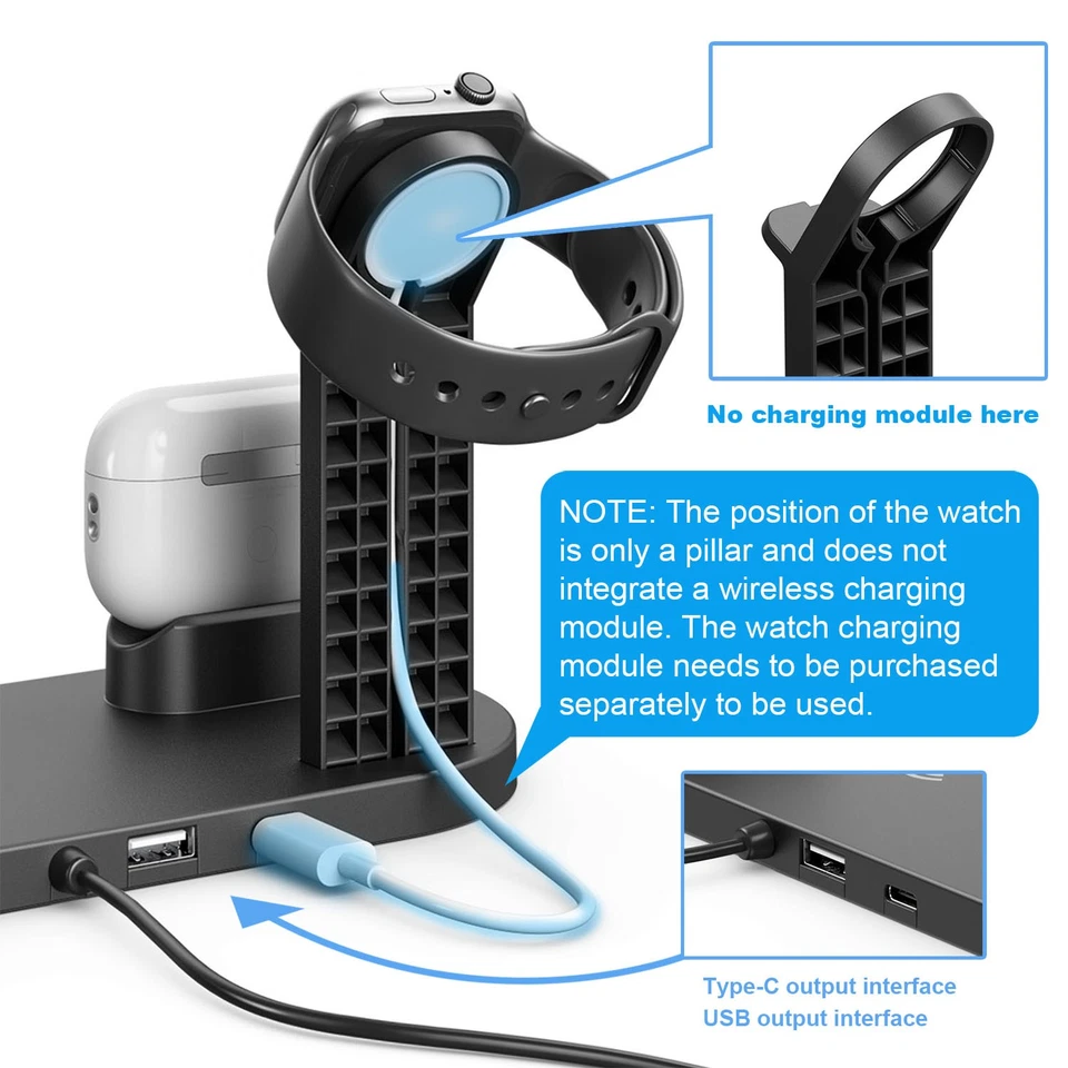 5in1 Wireless Charger Dock Fast Charging Station For Apple Watch iPhone Air Pods - Image 3 of 4
