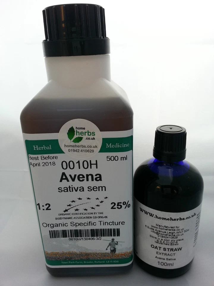 HOME HERBS Organic Avena Sativa (Oats) 1:2 Ratio - 100ml & 500ml Tinctures