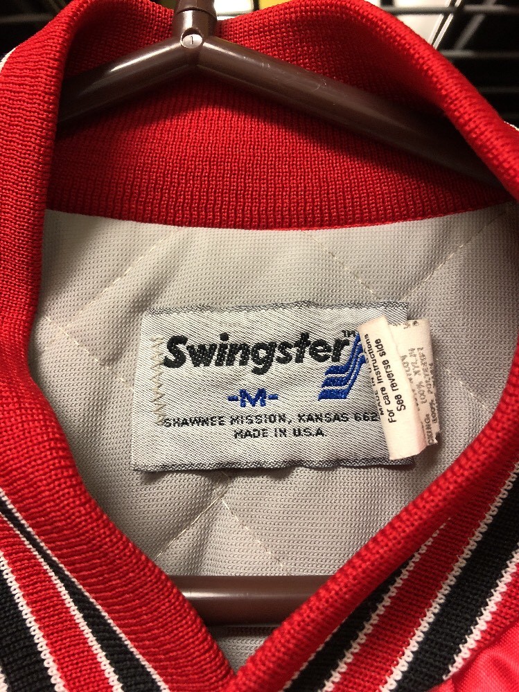 VINTAGE Swingster Varsity Baseball Red Jacket Mens Sz M Snap