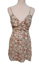 Extraordinary ivory Floral Multicolor Print  Ruffles Mini dress Small