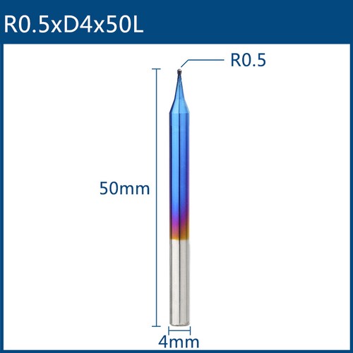 XCAN VHM Micro Radiusfräser Kugelfräser 2 Zähne R0.1-R0.5 Nano-Blau-Beschichtung - Bild 15 von 15