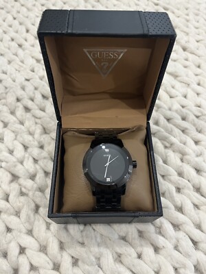 Guess Men's 40mm Black Steel Bracelet & Case Quartz Analog Watch U12604G1 - Box