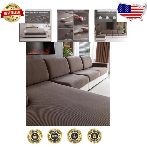 Durable 3-Piece Stretch Sofa Covers in Brown for Elegant Furniture Protection