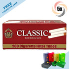 5x Boxes Classic Full Flavor Red KING SIZE 1,000 Tubes Cigarette Tobacco RYO