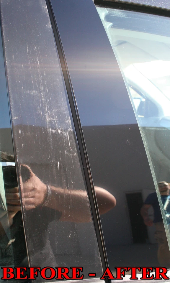 Black Pillar Posts for Mitsubishi Endeavor 04-11 8pc Set Door Trim Cover Kit - Image 4 of 4