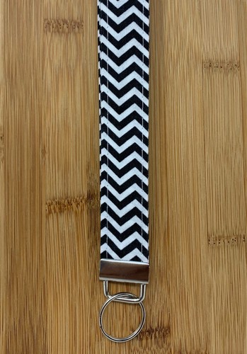 Chevron / Flower / Polka Dots pattern Fabric Neck Lanyard Key Fob keychain - Picture 7 of 84