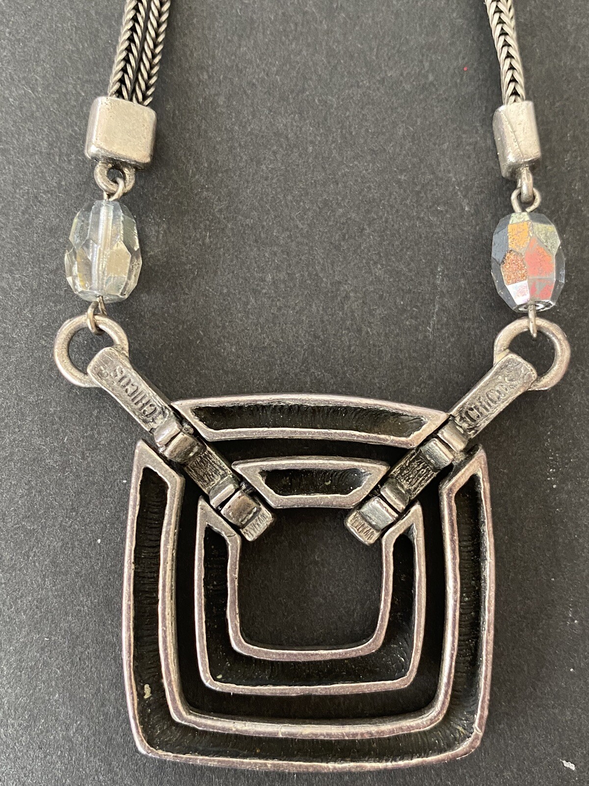 CHICO'S Silver Tone Double Square Multi Color Rhi… - image 3