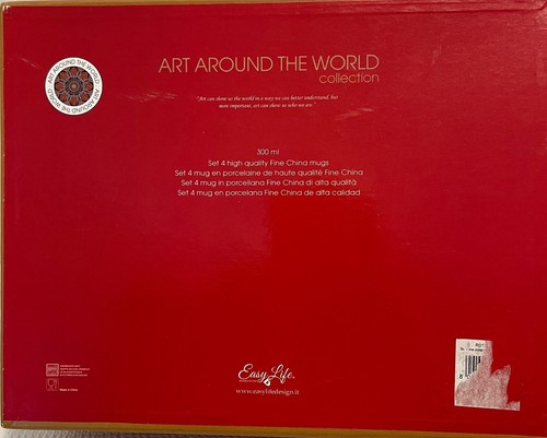 Easy Life Design Art Around the World Porcelain Mugs Qty 4 New in Box - Picture 6 of 8