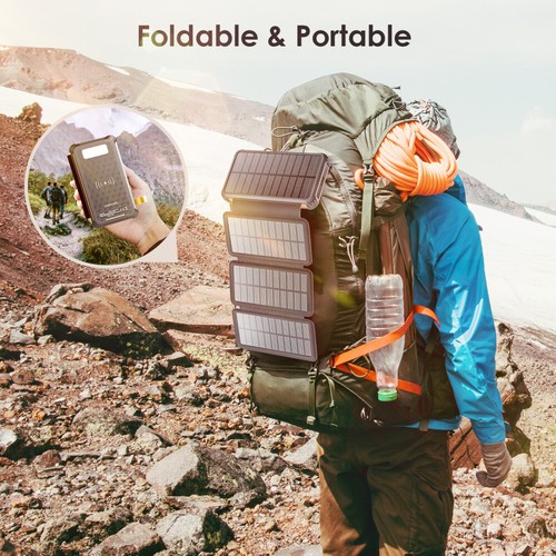 Solar Powerbank 26800mAh Tragbare Ladegerät mit 4 Solarpanels Wireless Charger - Bild 21 von 22