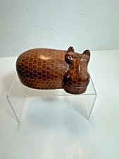 African Hand Carved Soapstone Hippo Trinket box Strawbridge & Clothier