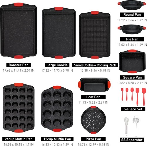 18 Piece Carbon Steel Nonstick Bakeware Sets Baking Pans Set Sheet Cookie - Picture 5 of 6