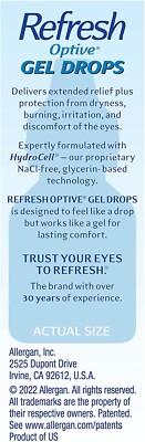 Refresh Optive Gel Drops Lubricant Eye Gel, 0.33 Fl Oz | Packaging May Vary 