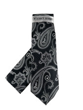 Stacy Adams Men's Tie  Hanky Black Silver Charcoal Grey Paisley 3.25" Wide