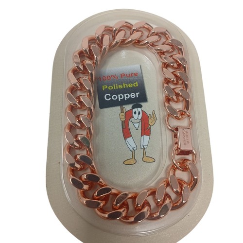 100% Pure Copper Polished Link Bracelet 8.5" x 0.5" Holistic Pain Relief #M-15 - Picture 5 of 6