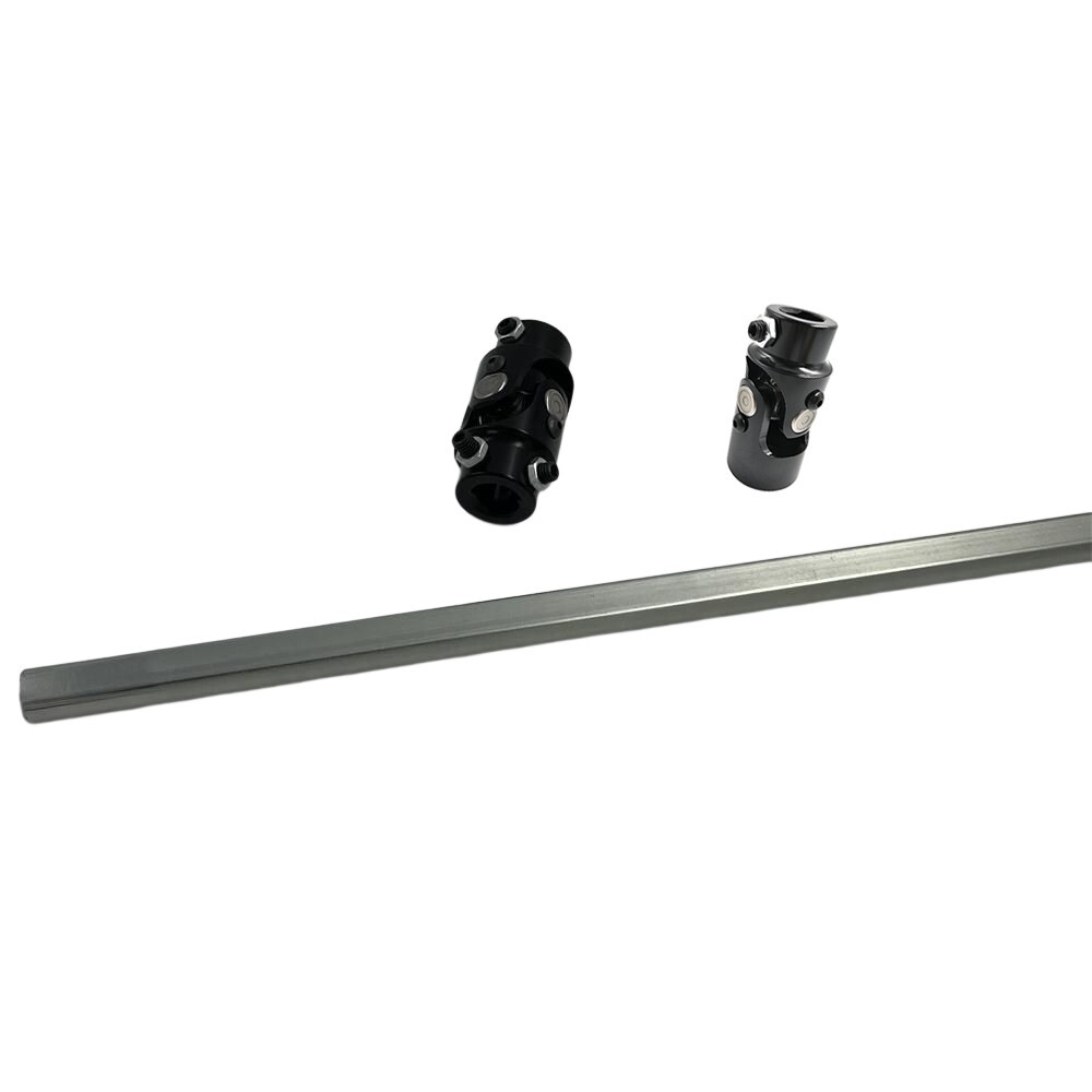 22" Polished Steering Shaft With U-Joints - 1-48 & 3/4-30 Spline To 3/4DD, Fits GM S10 & Other Custom Applications