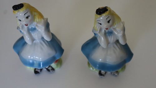 Rare Vintage Walt Disney Regal Alice in Wonderland Alice Salt & Pepper Shakers