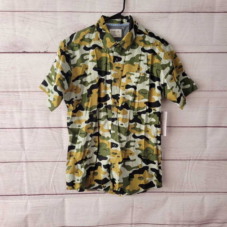 Men's Sovereign Code Short Sleeve Button Up Frenzy Bubble Camo Sage Shirt Size M - Image 2 of 4