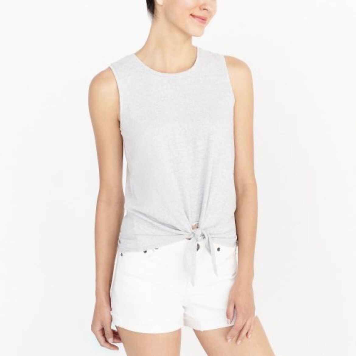 J. Crew Factory Gray Knot Front Cotton Tank Top Sleeveless Tie Tee 