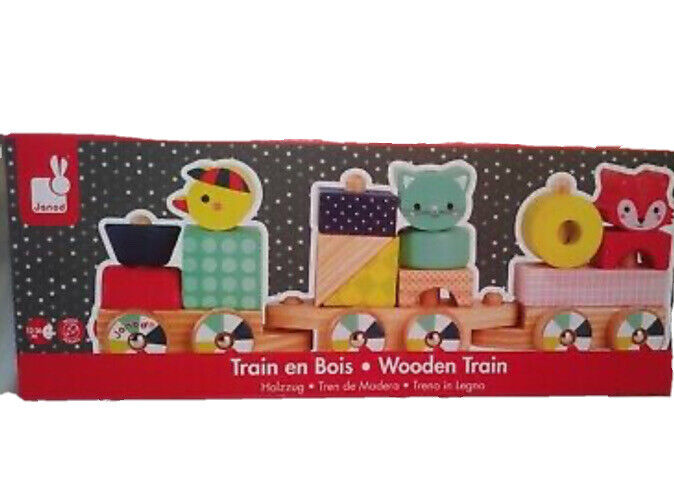 Janod en Bois Wooden Multicolor Train Ages 12 to 36 M NEW