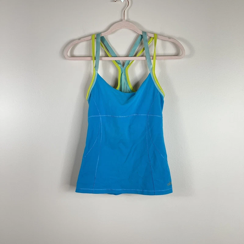 alo-yoga electric yellow racerback built in bra workout tank-top