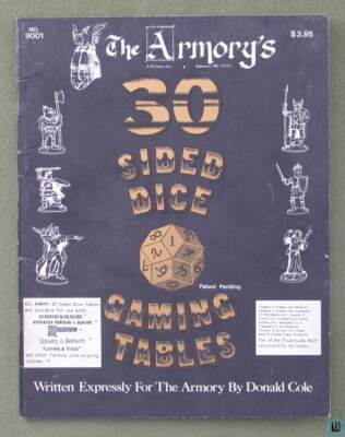 30 Sided Dice RPG Gaming Tables (Gems, Height Weight, Disease Poison) The