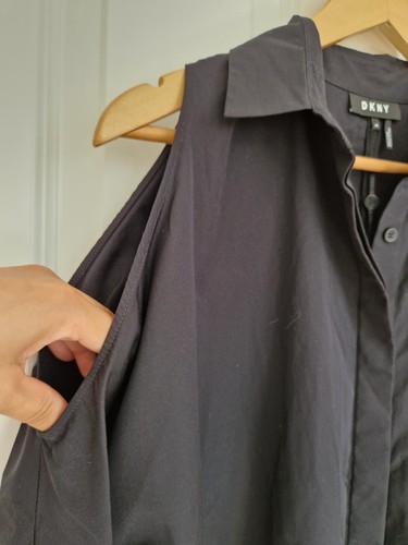 DKNY Black Shirt Cut Out XS 8 10 12 - Picture 3 of 7