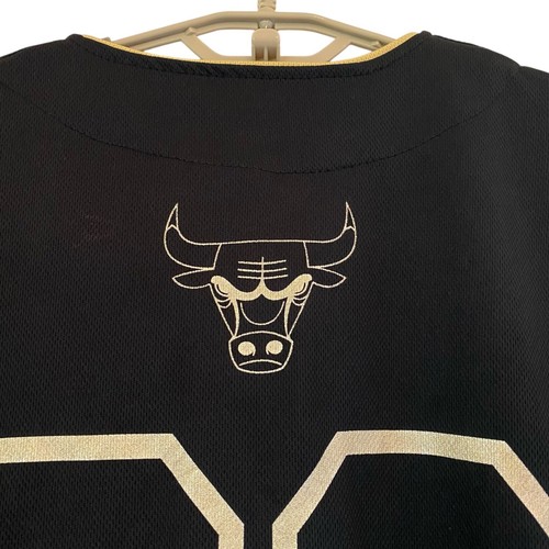 Chicago Bulls NBA Baseball Jersey Embroidered 66 Black Gold Men's XL Button Up - Picture 7 of 12