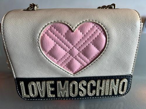 *LOVE Moschino*schicke Tasche/Crossbag/Umhängetasche/Henkel- Herz -creme/rosa - Bild 8 von 8