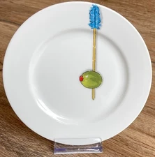 Crate & Barrel Nancy Green Tidbits Appetizer Tapas Canape Cocktail Plate OLIVE