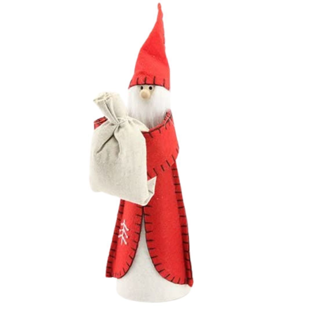 Gisela Graham Felt Santa with Sack Design Novelty Christmas Tree Topper