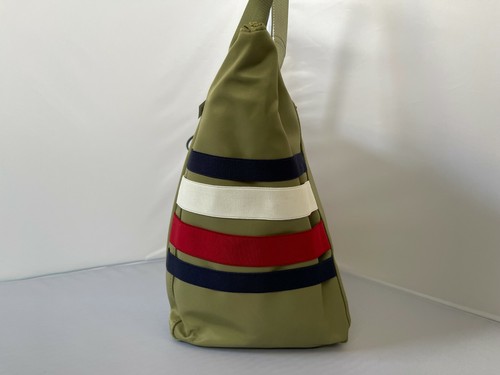 Tommy Hilfiger Large Nylon Tote Bag Green /Red White & Blue MSRP $128 - Picture 4 of 12