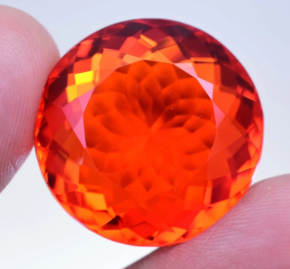 Opala laranja australiana natural impecável 50,90 quilates pedra preciosa solta redonda certificada - Imagem 3 de 4