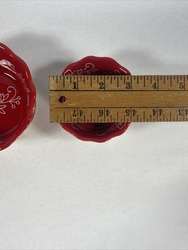 Temptations Basketweave Nested Nesting Bowls Floral Lace Lid PPP SQ 962920 Red - Picture 11 of 14