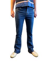 Mens Retro Stonewash Bootcut Stretch Jeans vtg retro Flares denim Hippie 60s 70s