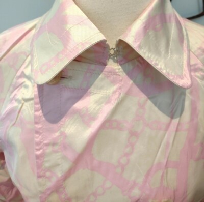 Moschino Aeffe Spa reversible khaki/pink patterned silk