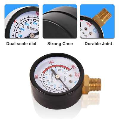 #ad 2 In Water Pressure Test Gauge 1 4quot; NPT Thread Lower Mount for Air Compressor $9.98