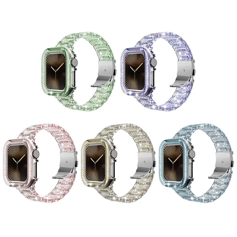 Correa de reloj brillante + estuche para Apple Watch 11 10 9 Ultra 8 7 6 5 4 3 SE Foto 2 de 4