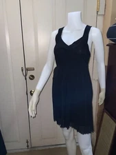 IT’S AT LONDON LBD Little Black Nylon Dress Cocktail Mini Sheer Sz. XS/ S U.K