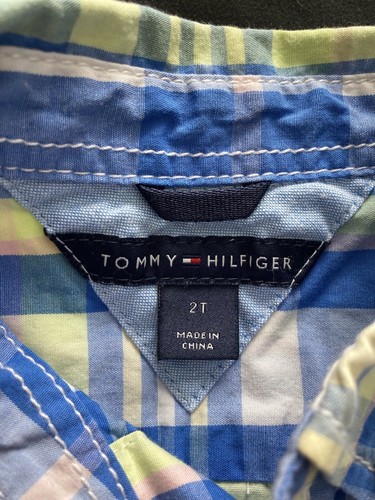 Toddler Boy's Tommy Hilfiger Long Sleeve Blue & Yellow Button Down Shirt Size 2T - Picture 3 of 5