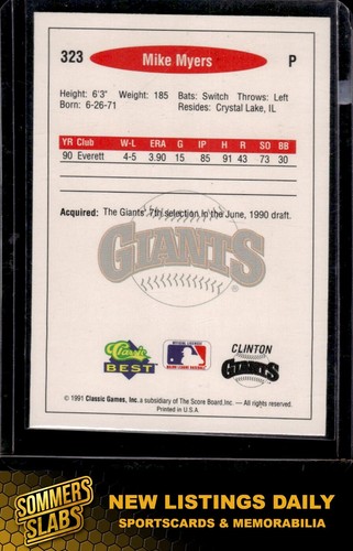 1991 Classic Best #323 Mike Myers - Picture 2 of 2