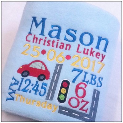 personalised baby blankets with birth details