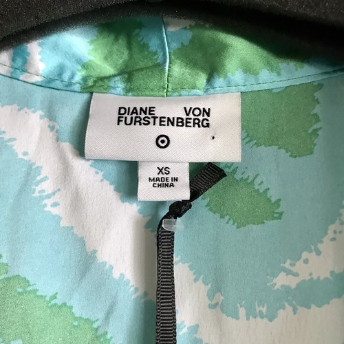Diane Von Furstenberg Satin Disco Zebra Robe DVF Target Green/Blue Long Size XS - Picture 9 of 10