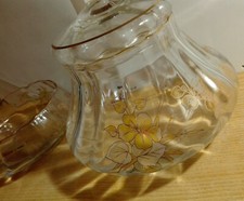 Servizio in cristallo biscottiera e piatto porta bon bon decorati a mano. Rarità