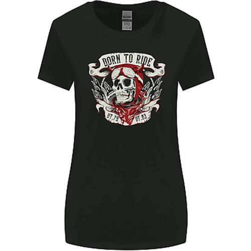 T-shirt Motard Femme Col V - Coton 100% - Design Moto Vintage - Cadeau Pour Passionnées De Moto