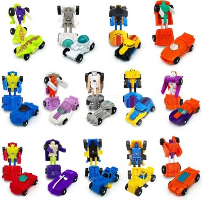 28 Pack Transforming Car Robot Toys for Kids, 14 Styles Prefilled Mini Vehicle H