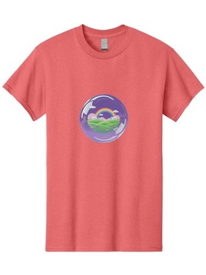 Rainbow-Bubble Mens Graphic Tee, 100% Cotton, Casual Summer Wear