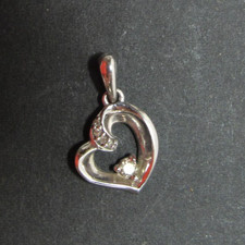 10k White Gold Diamond Open Heart Pendant Charm 1.1g NDI Elegant